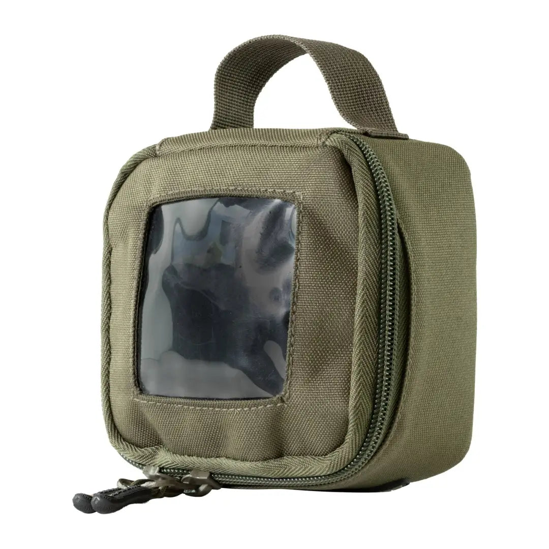 Olive green Speero Lead Pouch with zipper and clear window for easy access