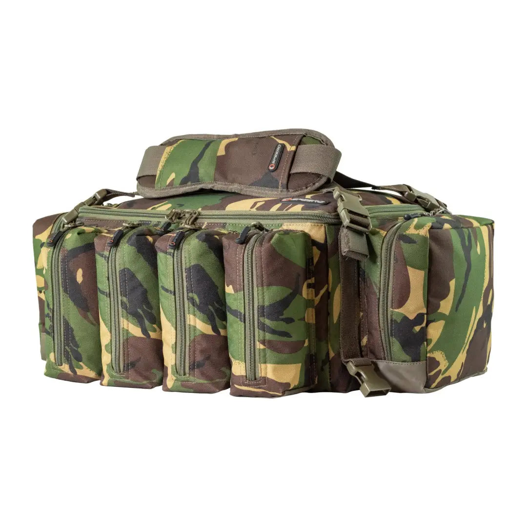 Camouflage tactical bait bag with hook bait pockets and multiple compartments