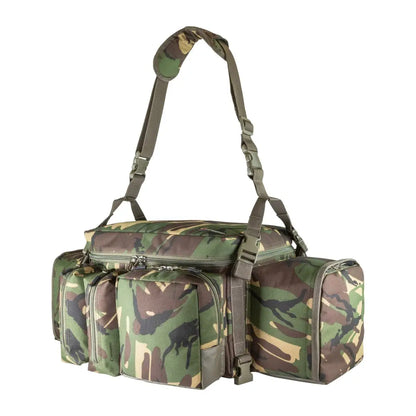 Camouflage-patterned Speero Modular Carryall duffel bag with adjustable straps and compartments