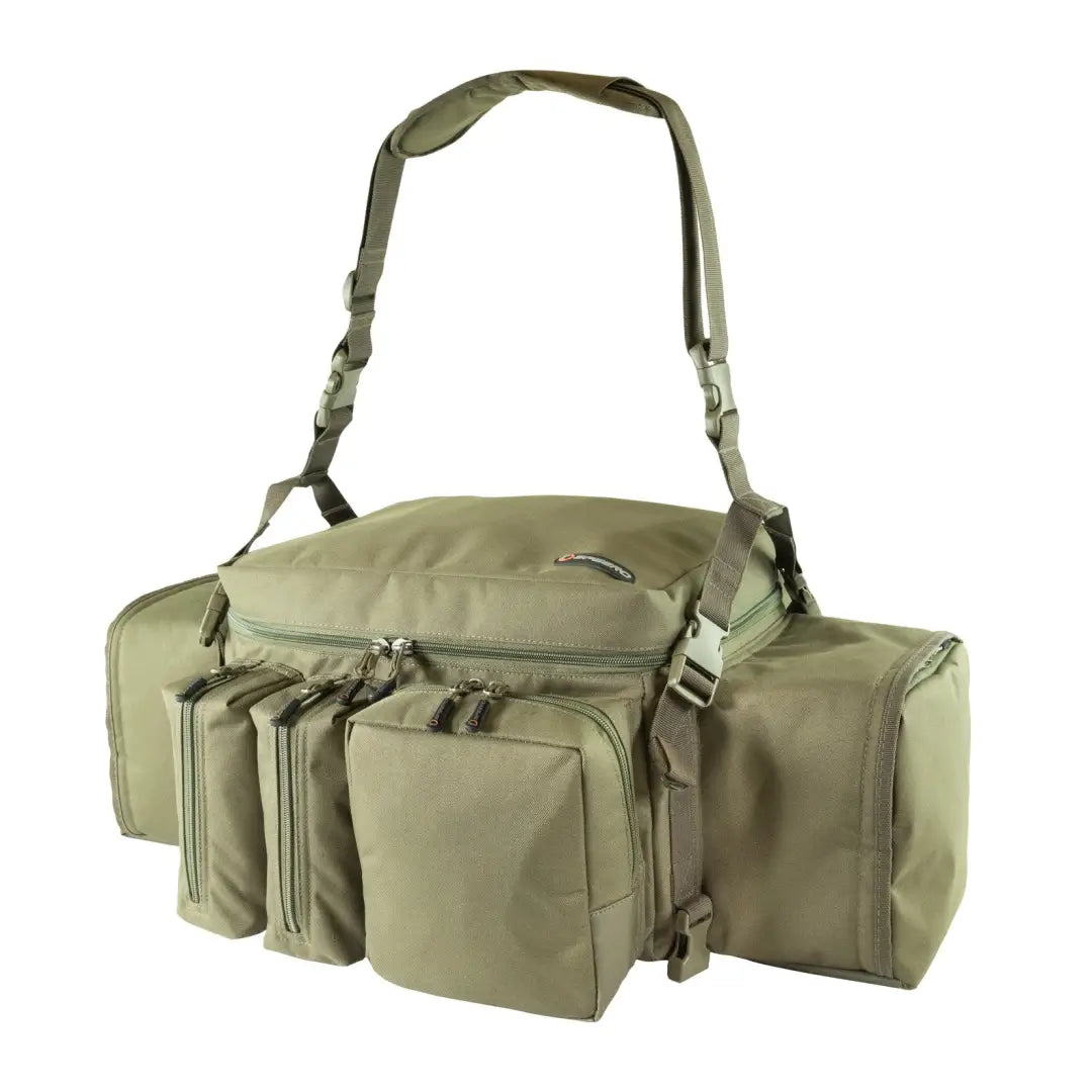 Olive green Speero Modular Carryall tactical duffel with adjustable straps and compartments