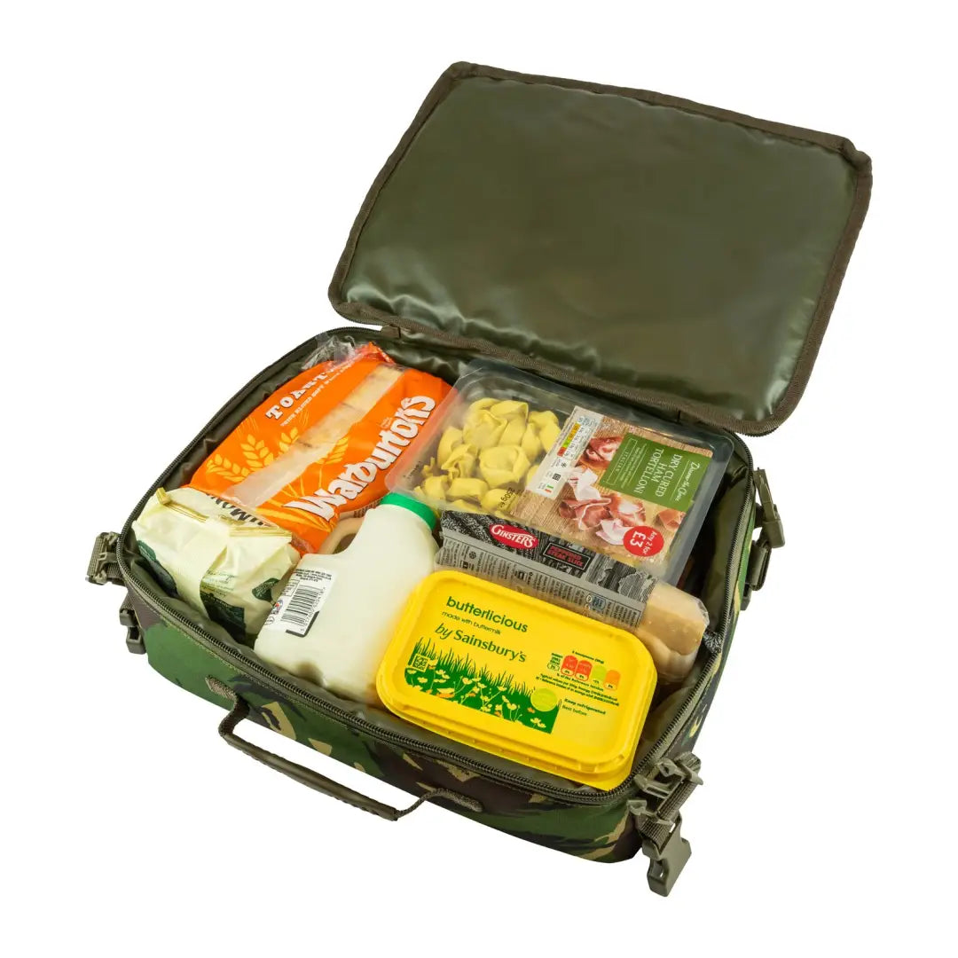 Green Speero Modular Clip On Cool Bag filled with packaged foods and supplies