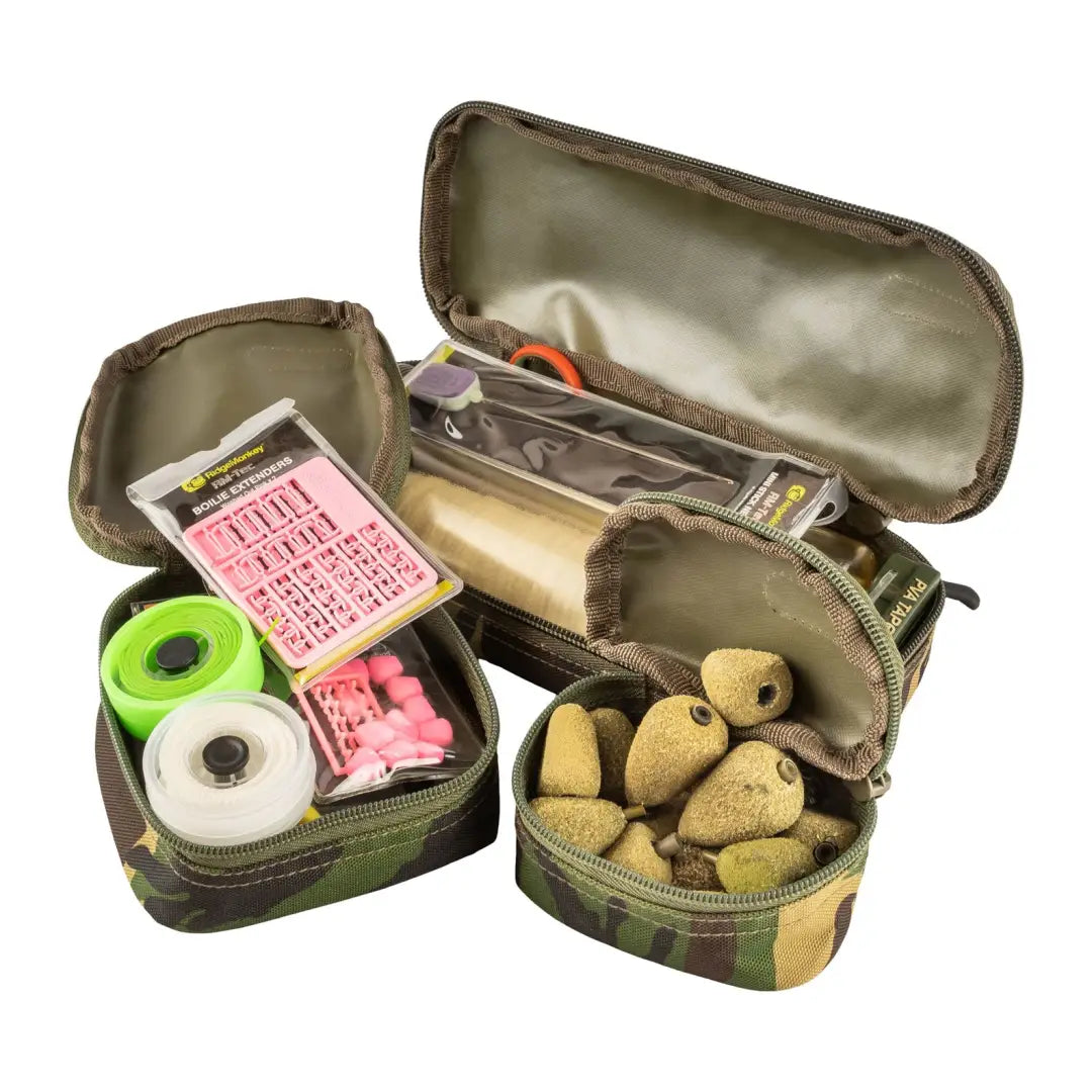 Speero Pouches Kit with three camouflage bags for angling supplies and accessories