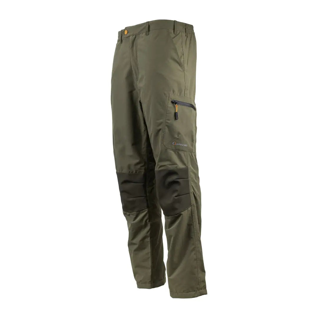 Olive green Speero Propus Trousers with reinforced knees and zippered pockets