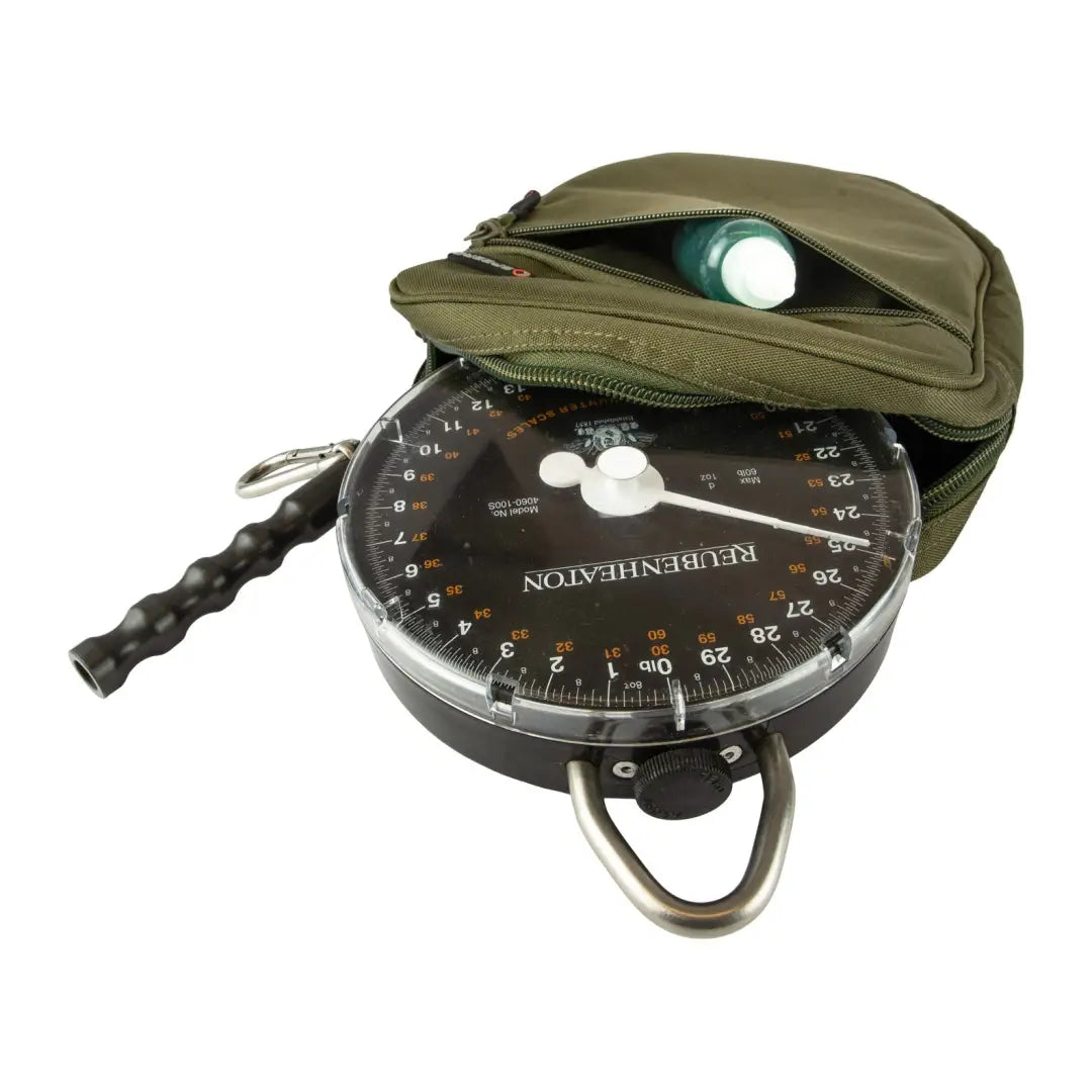 Circular military-style compass in olive green Speero Scales Pouch for outdoor adventures