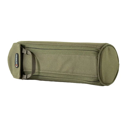 Cylindrical olive green Speero Spare Spool Case with zipper for travel convenience