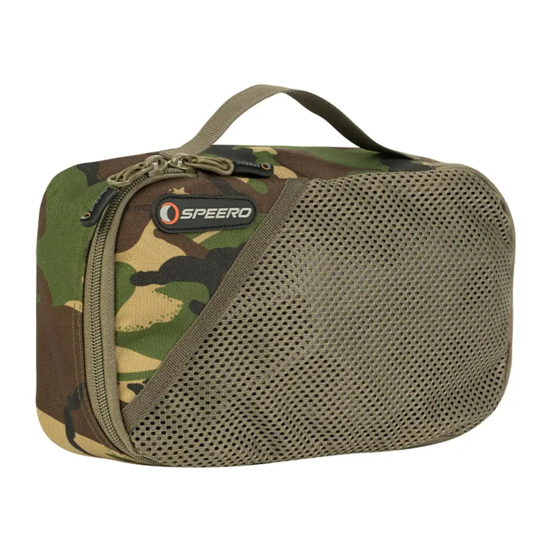 Camouflage-speero stash bag with mesh panel and zipper for travel essentials