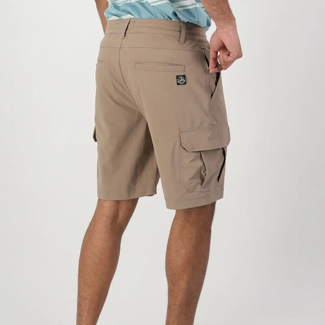 Khaki cargo shorts with pockets, perfect for country clothing and outdoor adventures