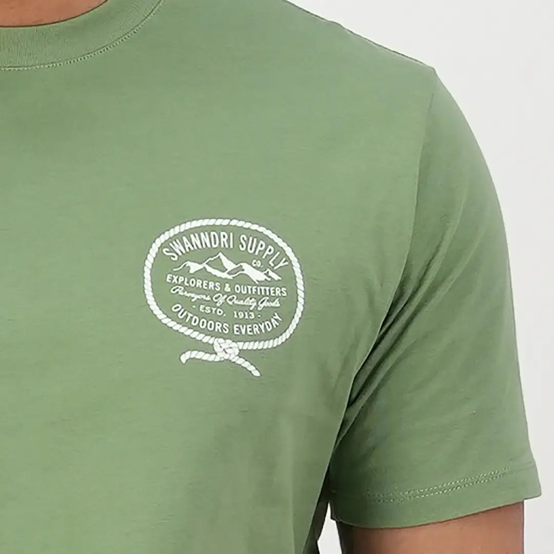 Green Swanndri Old Ties Printed T Shirt with logo, perfect for country clothing lovers