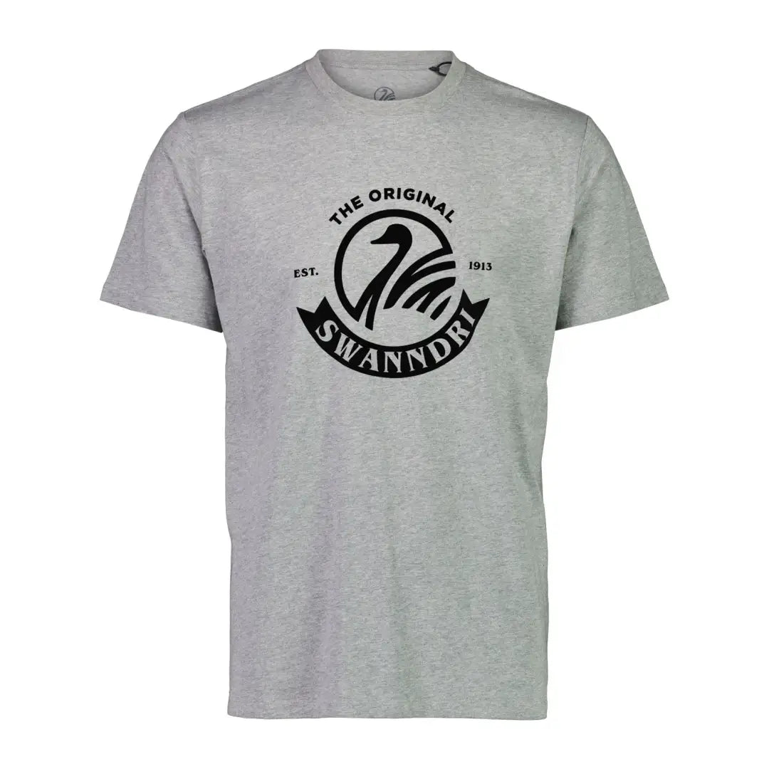 Gray Swanndri Original V2 Printed Tee with black logo, perfect for country clothing and outdoors