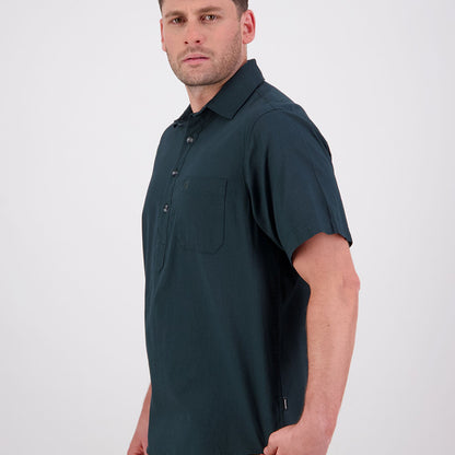 Dark green short-sleeved Paihia V2 shirt, the ultimate summer staple for style and comfort