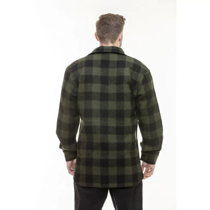 Back view of Green and Black Plaid Flannel for the Swanndri Ranger Bush Shirt