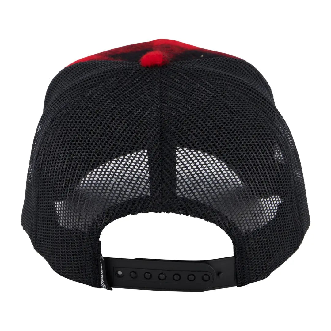 Swanndri Swanni Trucker Cap in black and red, perfect for country clothing or hunting