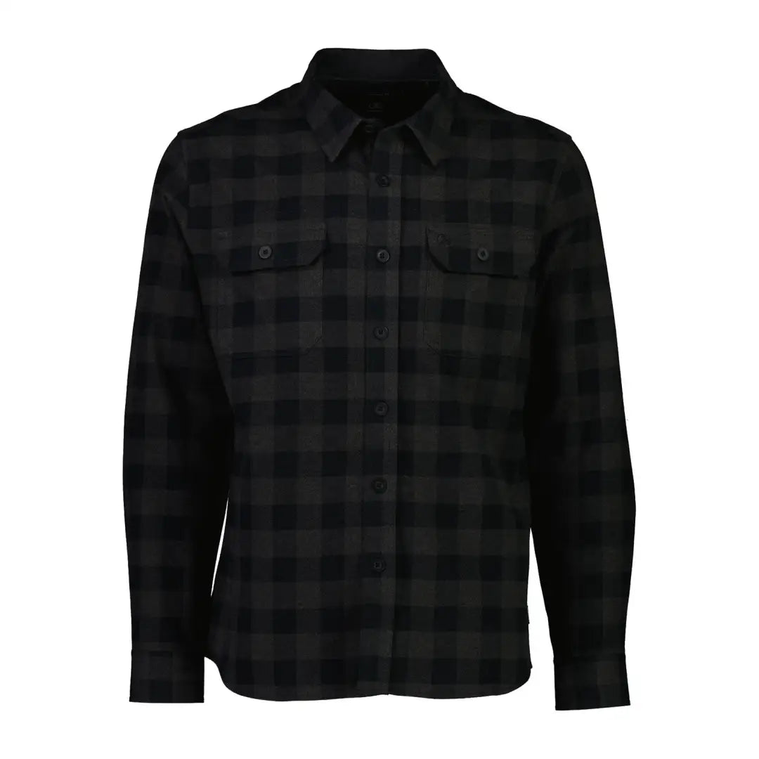 Black and gray plaid flannel Taranaki Tailor shirt perfect for country clothing and hunting