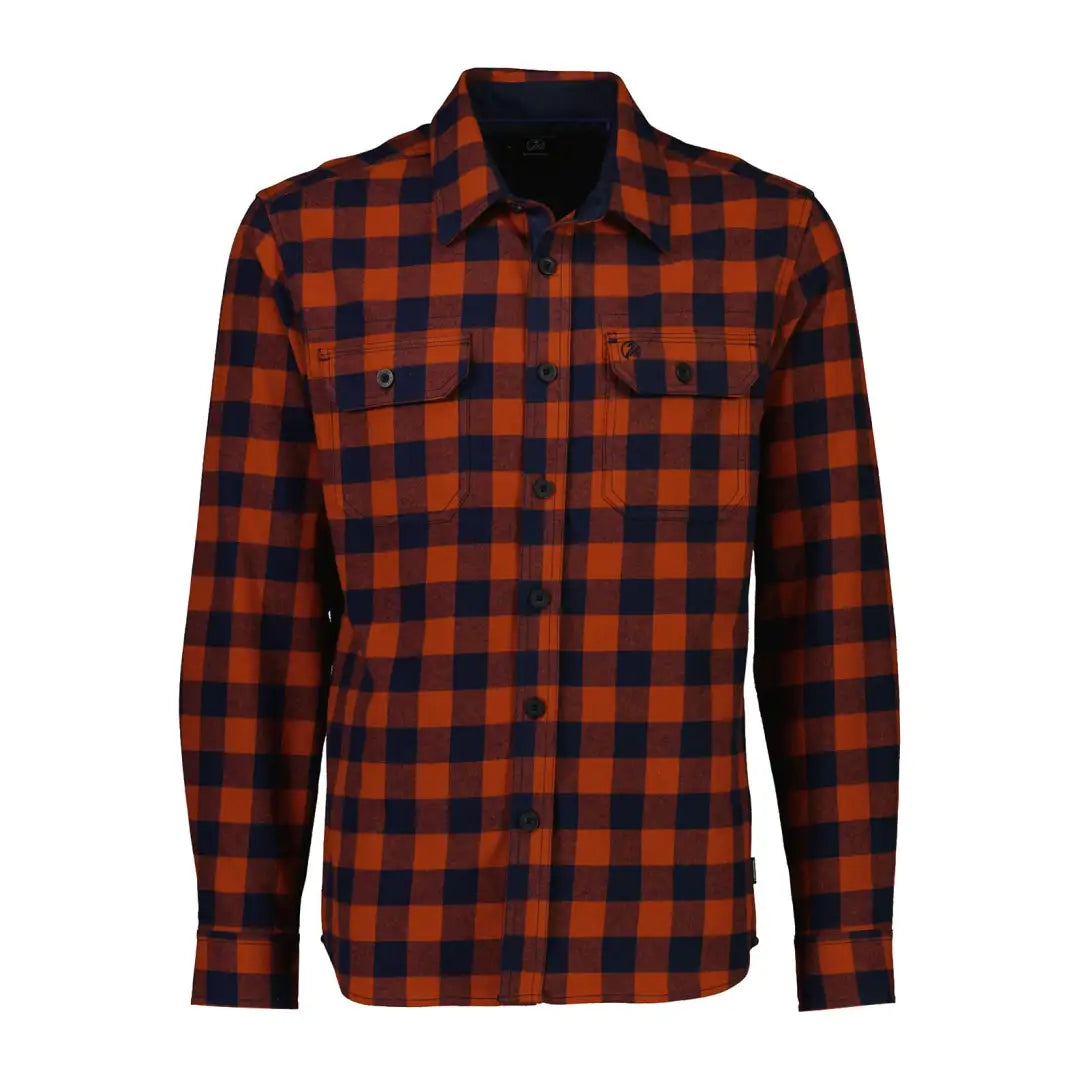 Red and navy blue checkered flannel Taranaki Tailor shirt for stylish country clothing