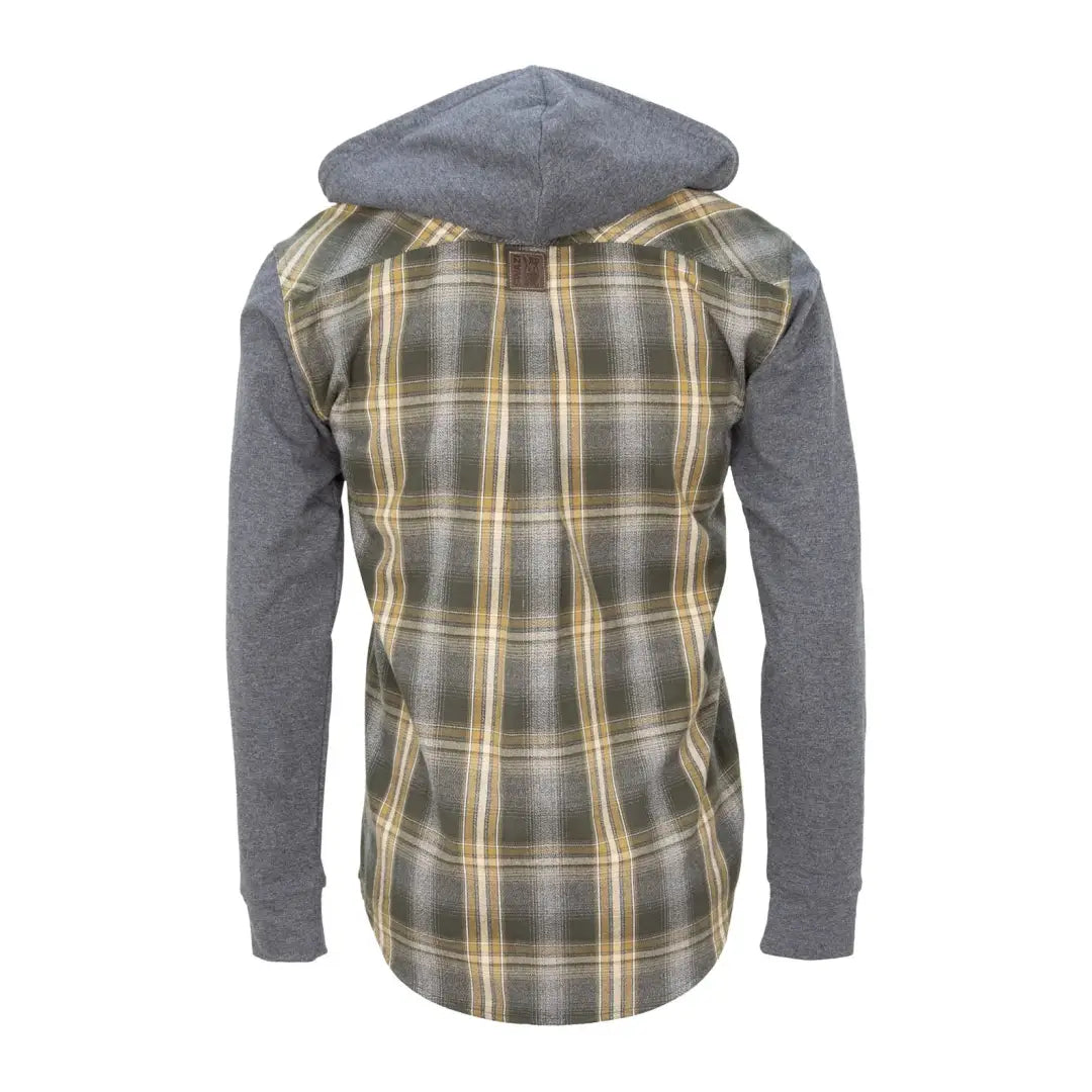 Hooded shirt with plaid back and gray sleeves, perfect for the Swazi Apprentice style