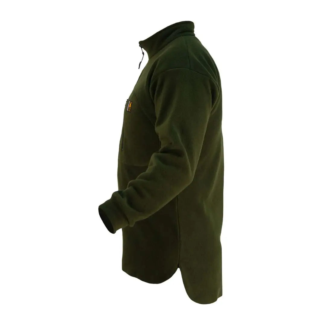 Dark green fleece pullover with quarter-zip collar for the Swazi Bush Shirt look