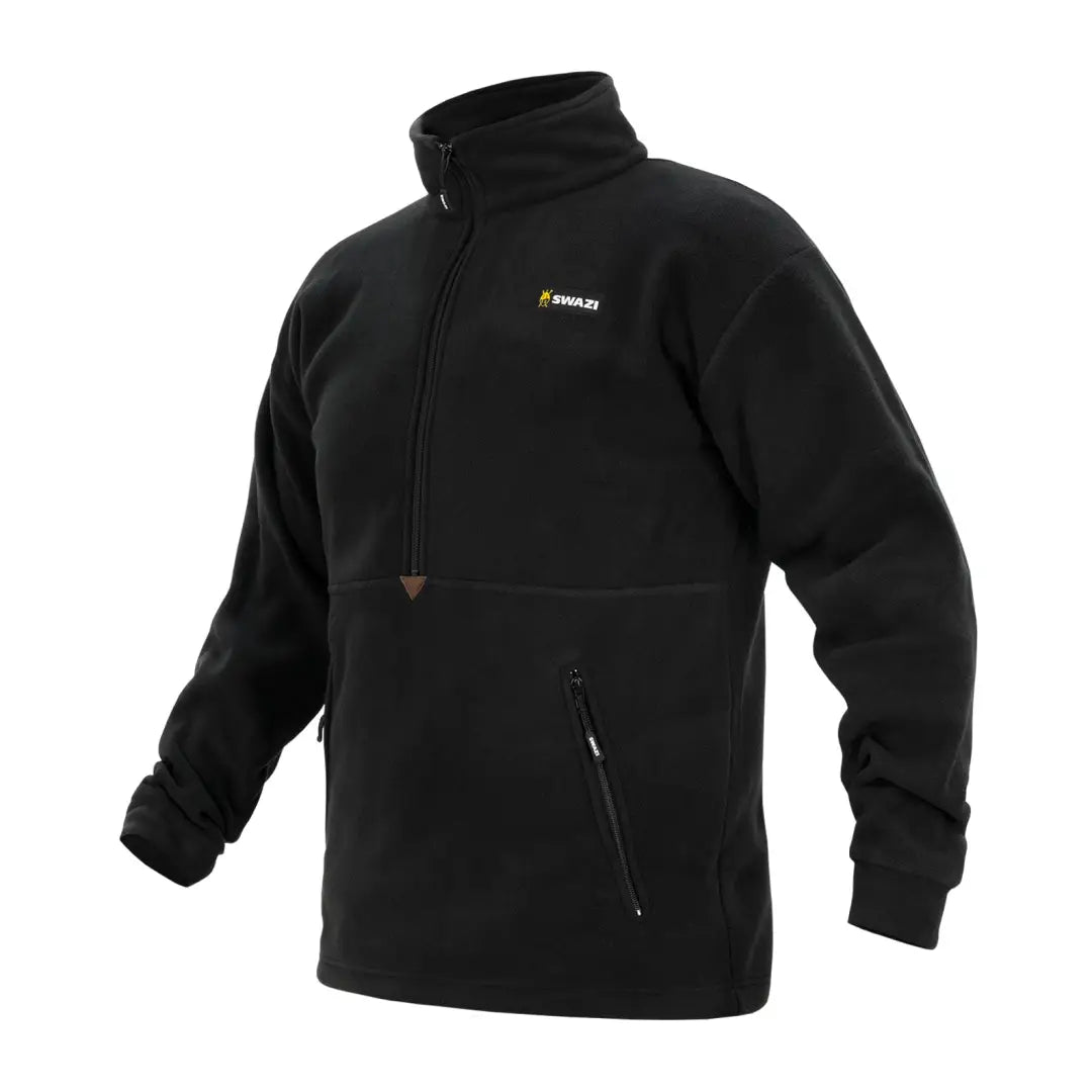 Black Swazi Doughroaster Fleece pullover jacket with half-zip and stand-up collar