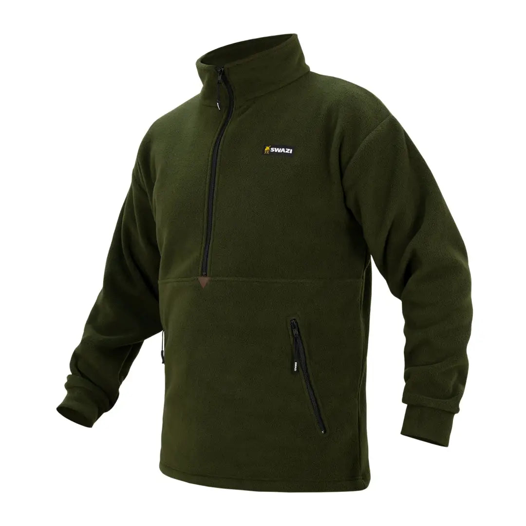 Dark green Swazi Doughroaster Fleece pullover with half-zip and side pocket