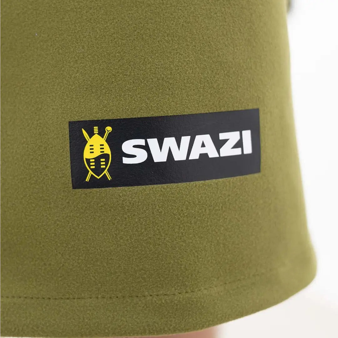 Olive green Swazi Kagoule with black and yellow logo patch in Aegis knit fabric