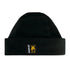 Black beanie hat with yellow insect logo, perfect for country clothing and outdoor adventures