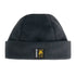 Black fleece beanie hat with logo patch, perfect for country clothing and outdoor adventures