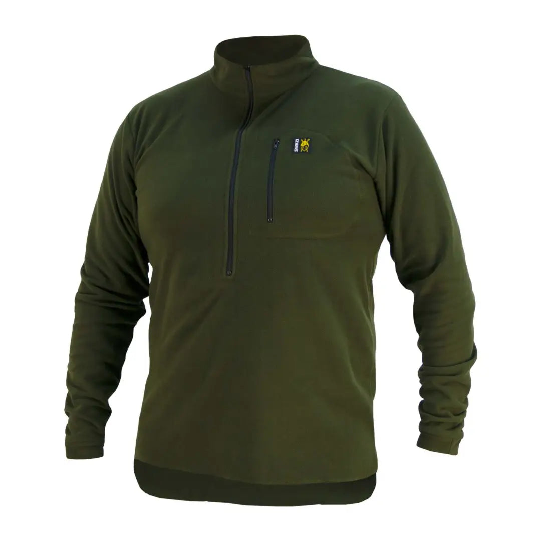 Dark green Swazi Micro Shirt with quarter-zip and chest pocket for cozy style