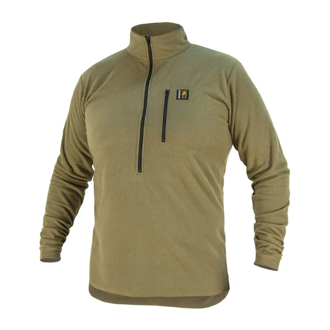 Olive green Swazi Micro Shirt half-zip fleece pullover with chest pocket for cozy style