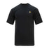 Black t-shirt featuring a small yellow logo, perfect for Swazi Micro country clothing