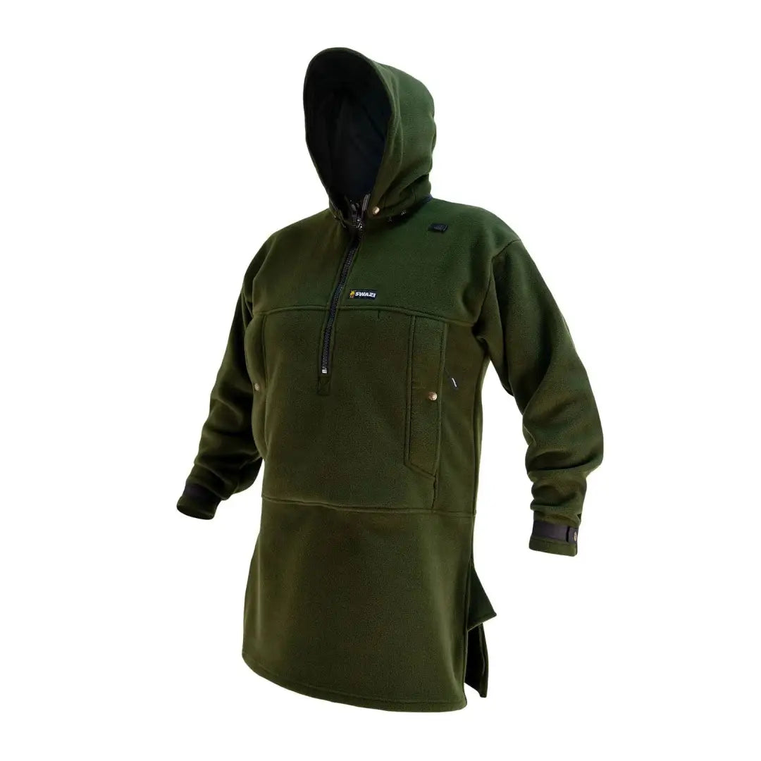 Green Swazi Nahanni Fleece Smock pullover with front pocket and side slits