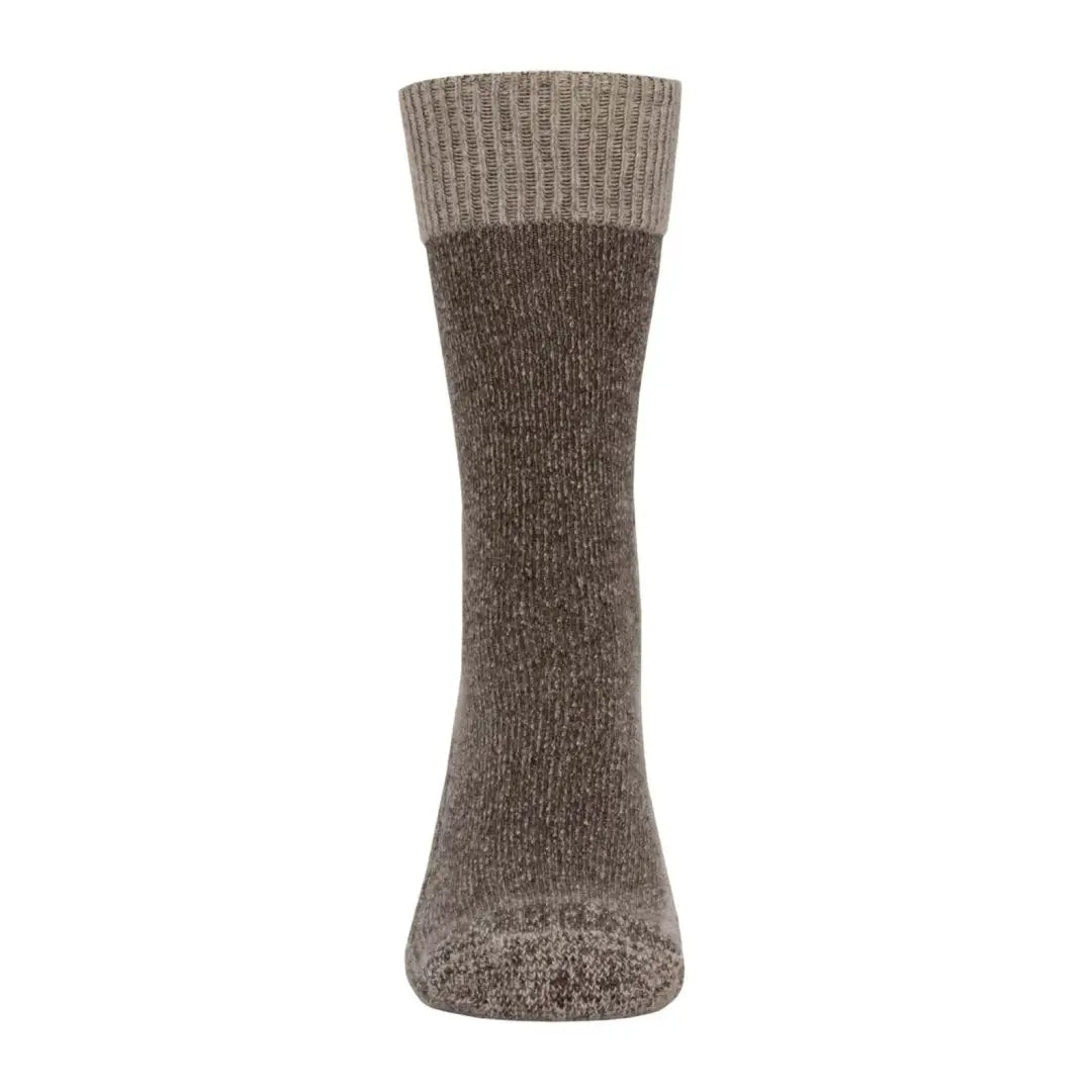 Thick brown and beige Swazi Original Cabin Socks made from merino wool and possum fur