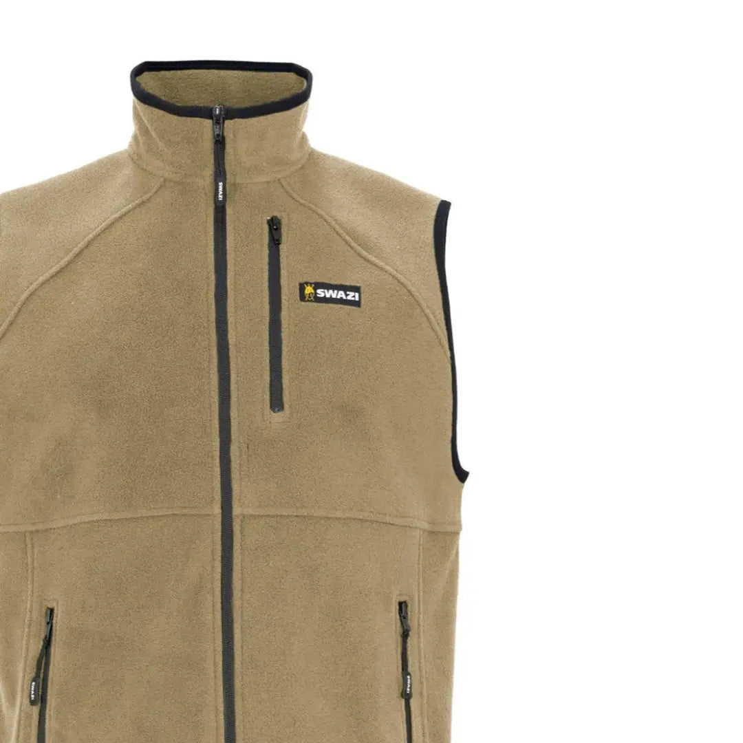 Beige Swazi Sherpa Vest with a zipper and pockets perfect for chilly days