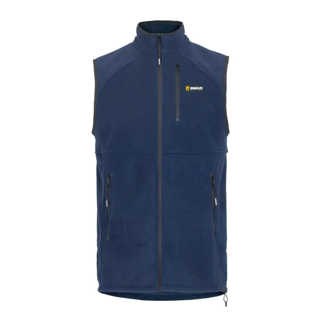 Navy blue Swazi Sherpa Vest zip-up for stylish warmth and comfort during chilly days