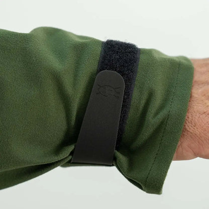 Wrist strap attached to a green sleeve of the Swazi Tahr XP Smock wet weather jacket