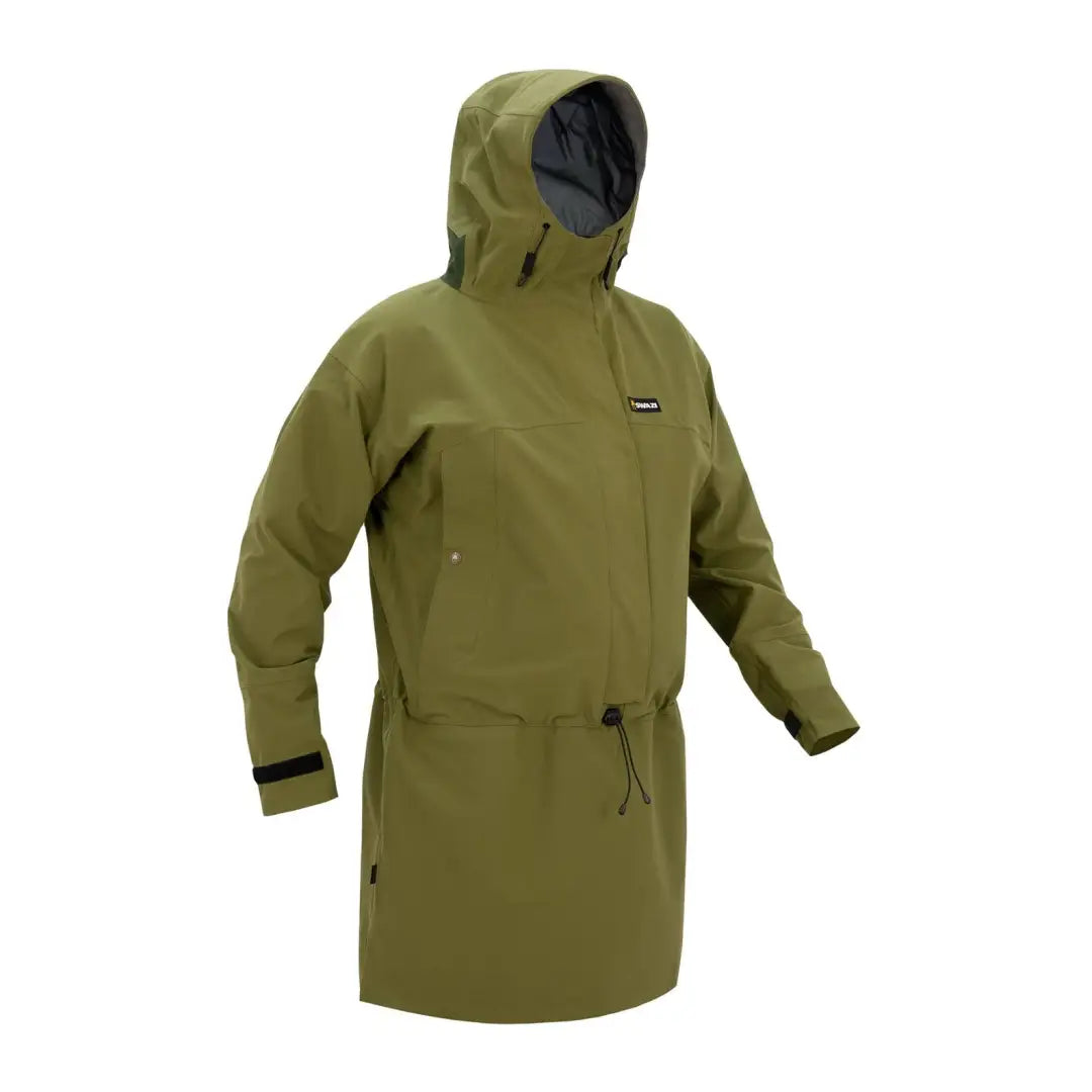 Olive green Swazi Tahr XP Smock in whisper fabric, perfect for wet weather adventures