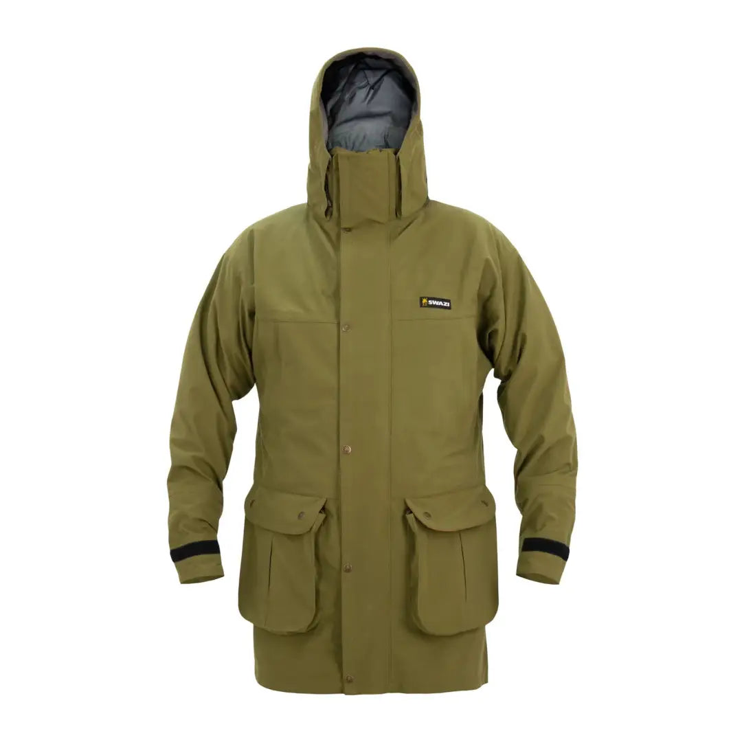 Olive green Swazi Wapiti XP Jacket Tussock, perfect high-performance rain wear for outdoors