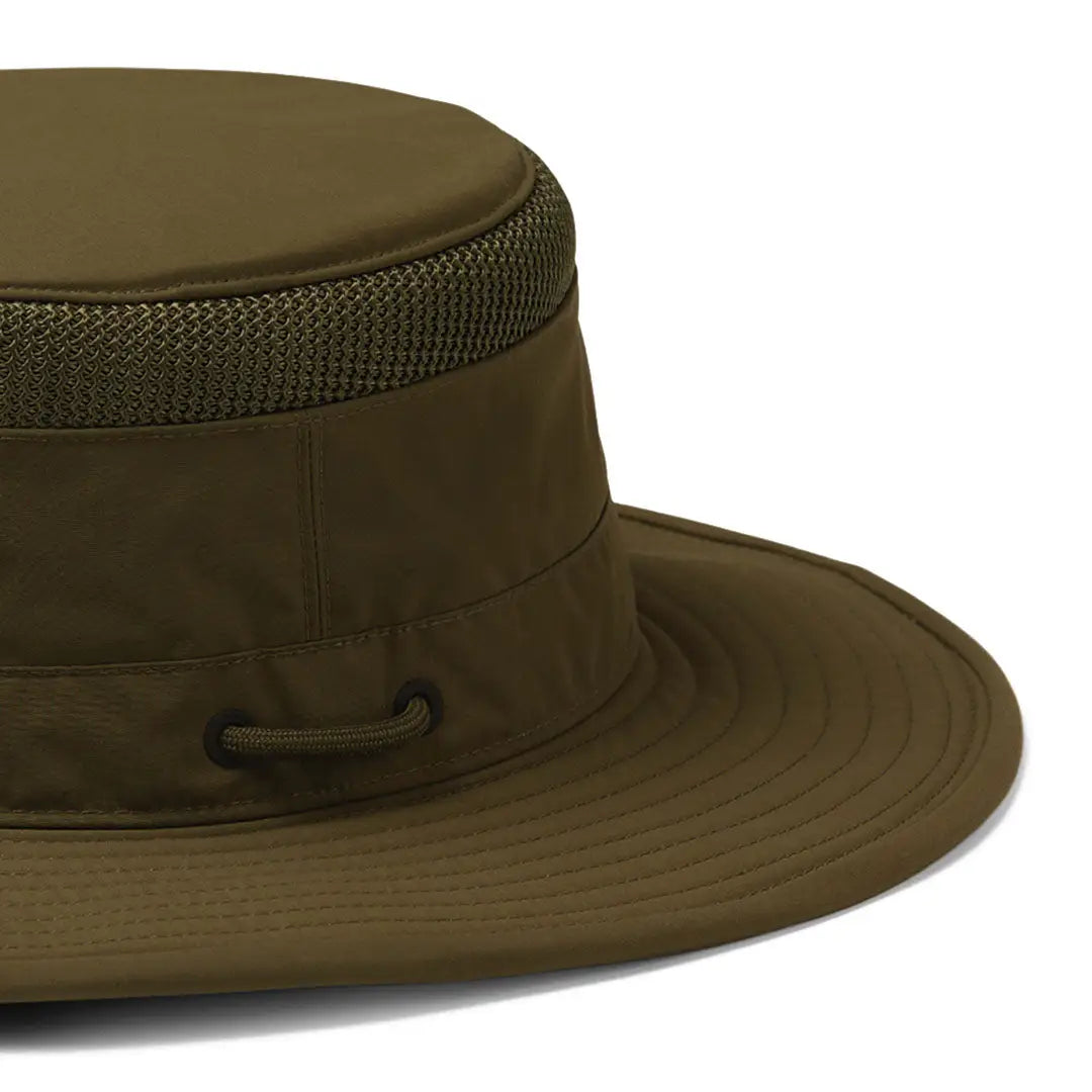 Olive green Tilley’s Airflo Boonie hat with mesh band perfect for sun protection