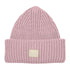 Pink knitted Tilley Alpine Beanie featuring a stylish small rectangular label