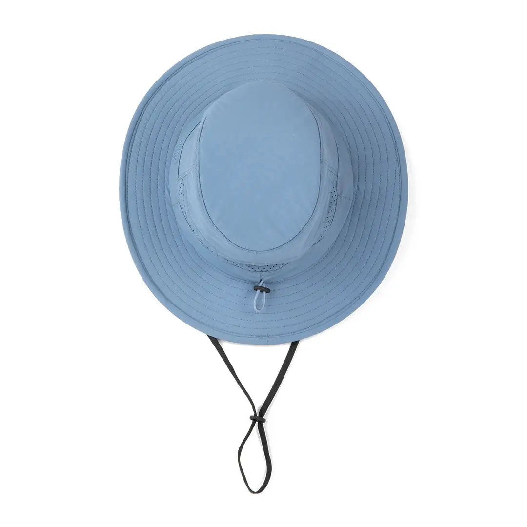 Light blue Tilley Dunes Explorer Hat with chic wide brim and chin strap