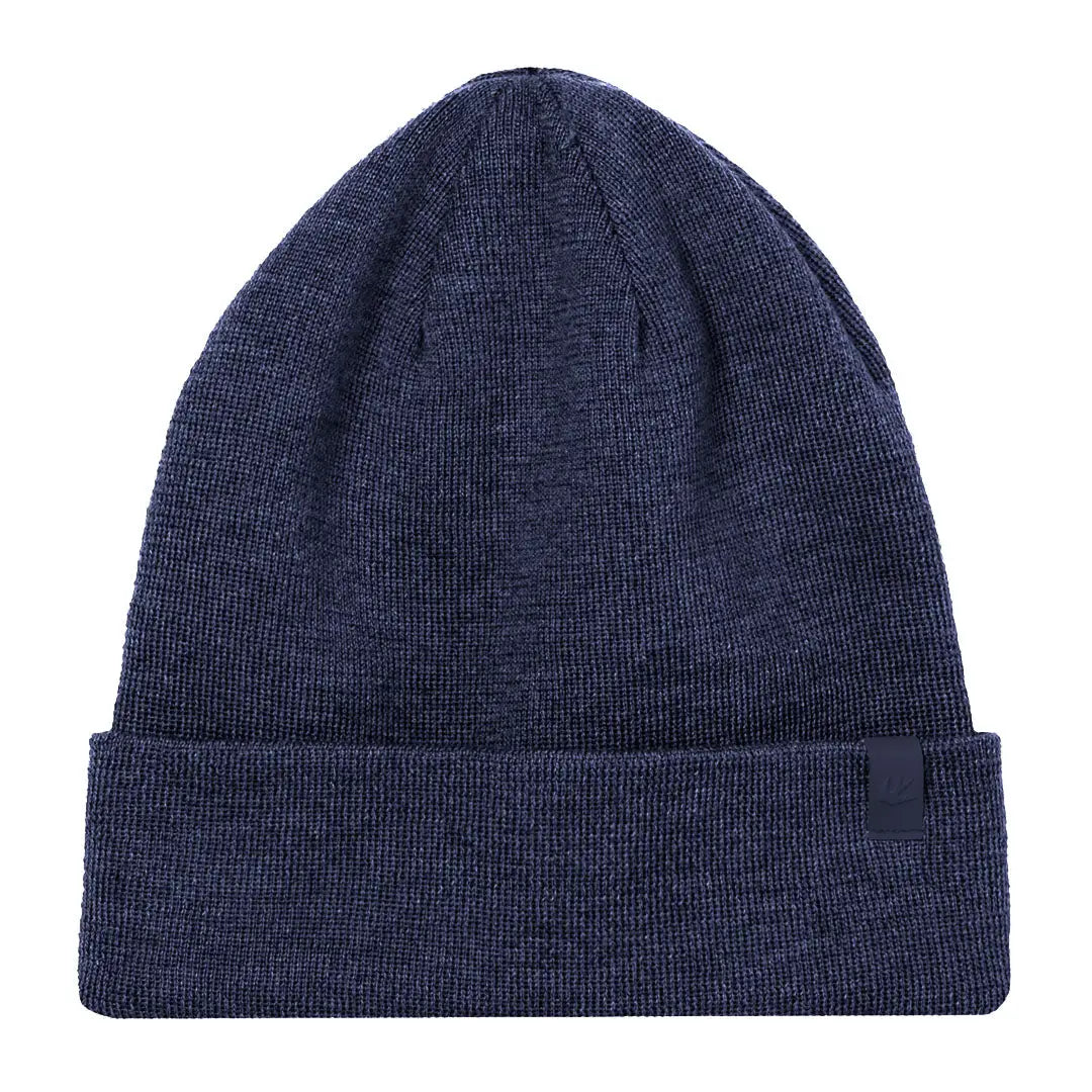 Navy blue knit beanie with a folded brim perfect for country clothing and outdoor adventures