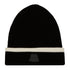 Black knit beanie with white stripe, perfect for country clothing and outdoor adventures