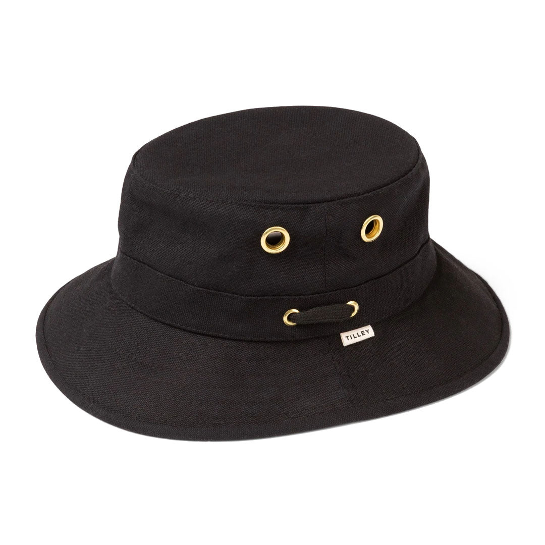 Black Tilley hat showcasing the iconic T1 Bucket Hat style for outdoor adventures