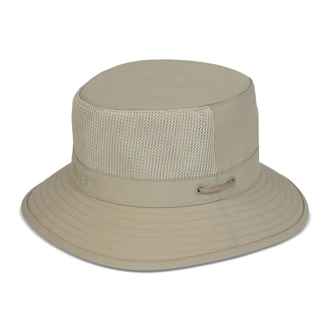 Beige Tilley LTM1 Airflo Bucket hat with mesh panel and iconic T1 silhouette style