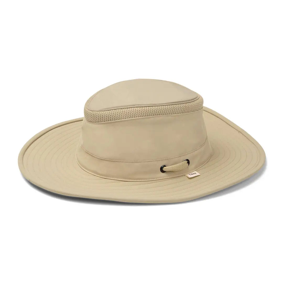 Beige Tilley LTM6 Airflo Hat with wide brim and mesh ventilation band