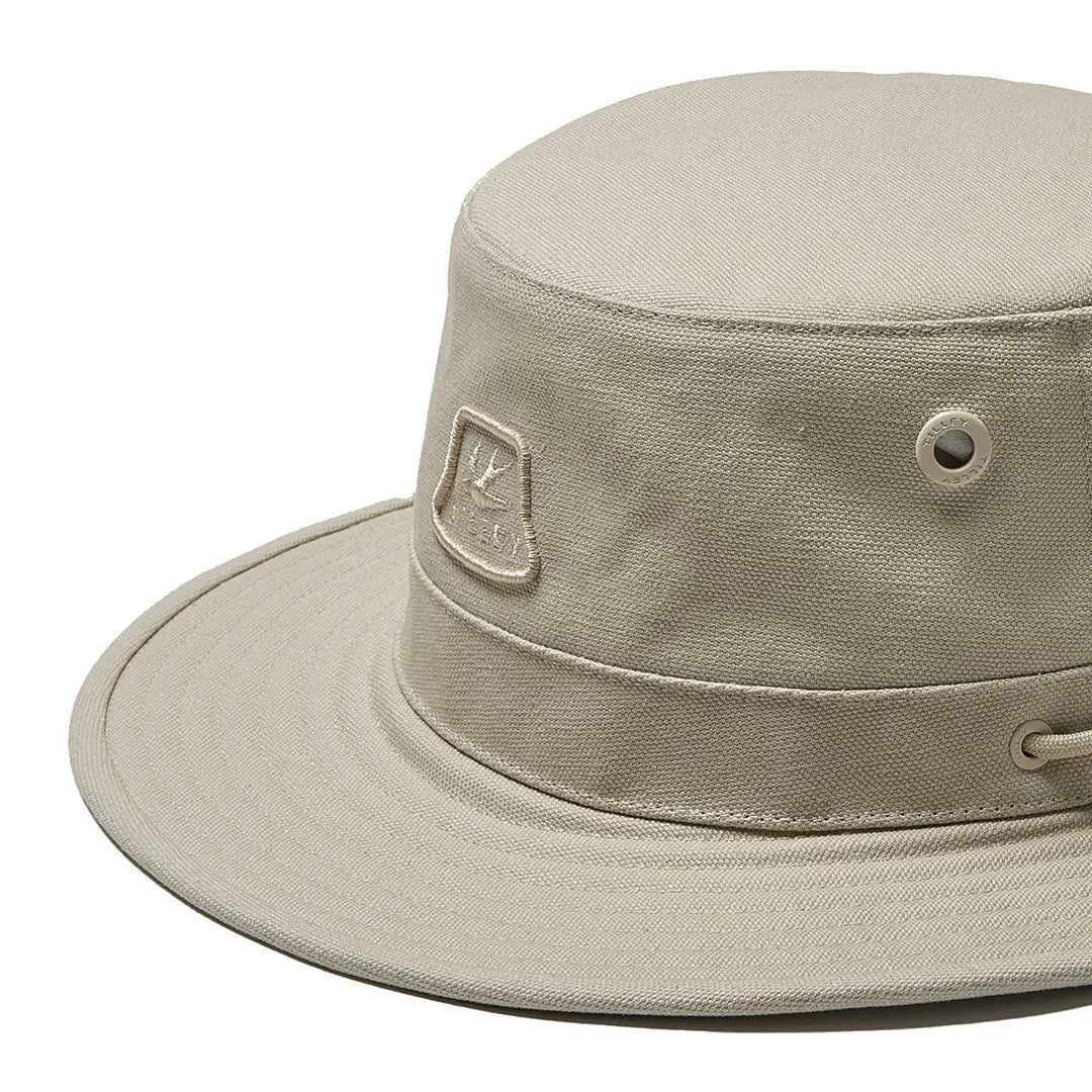 Beige Tilley Sahara T3 bucket hat with logo, perfect for country clothing and outdoors fun