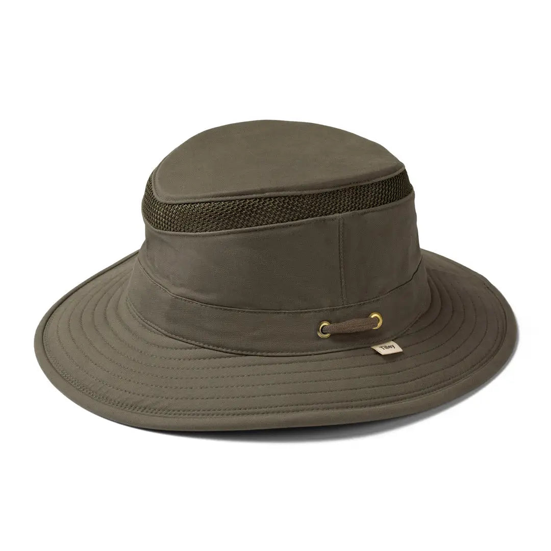 Olive green Tilley T5MO Organic Airflo Hat with mesh ventilation band for comfort