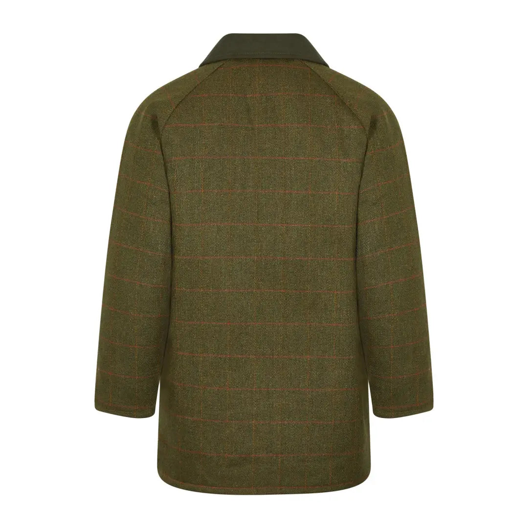 Olive green waxed cotton jacket with collar, perfect for your tweed shooting adventures