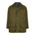 Olive green waxed cotton Tweed Shooting Jacket with brass snaps and pockets