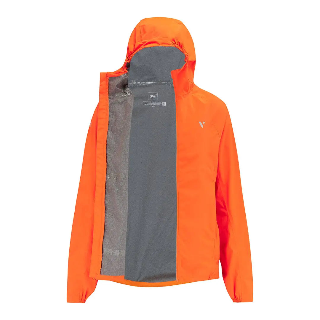 Bright orange Venture Ultralight Running Jacket with gray interior for ultimate performance