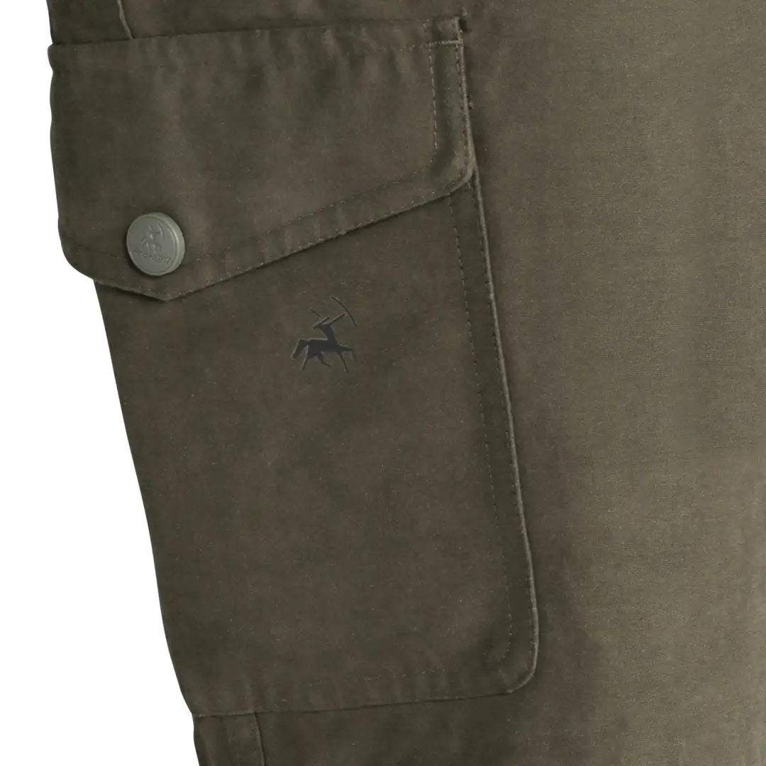 Cargo pocket on Verney Carron Falcon Trousers with button closure and logo detail