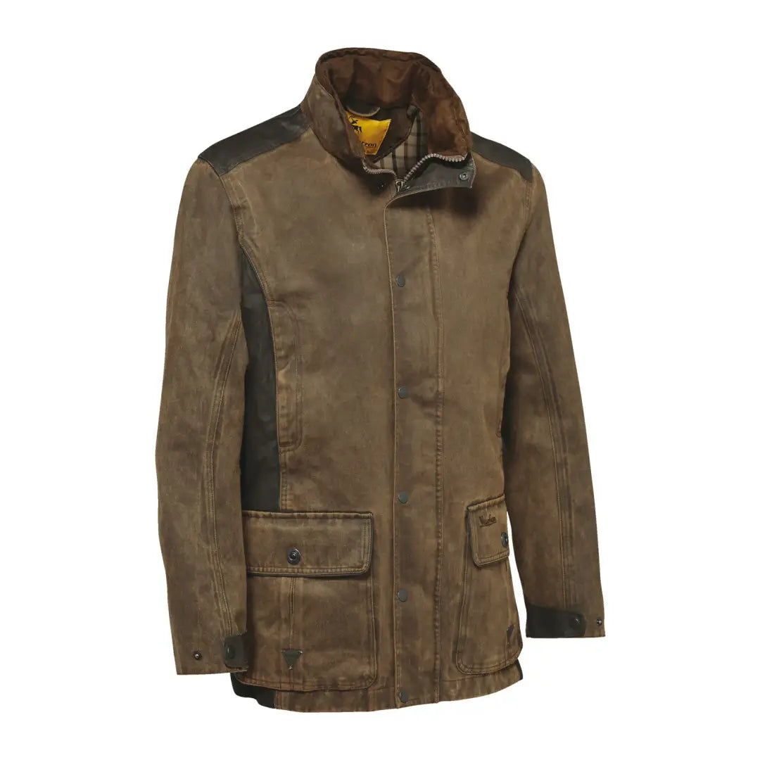 Rugged brown Verney Carron Fox Original Jacket with pockets and a high collar